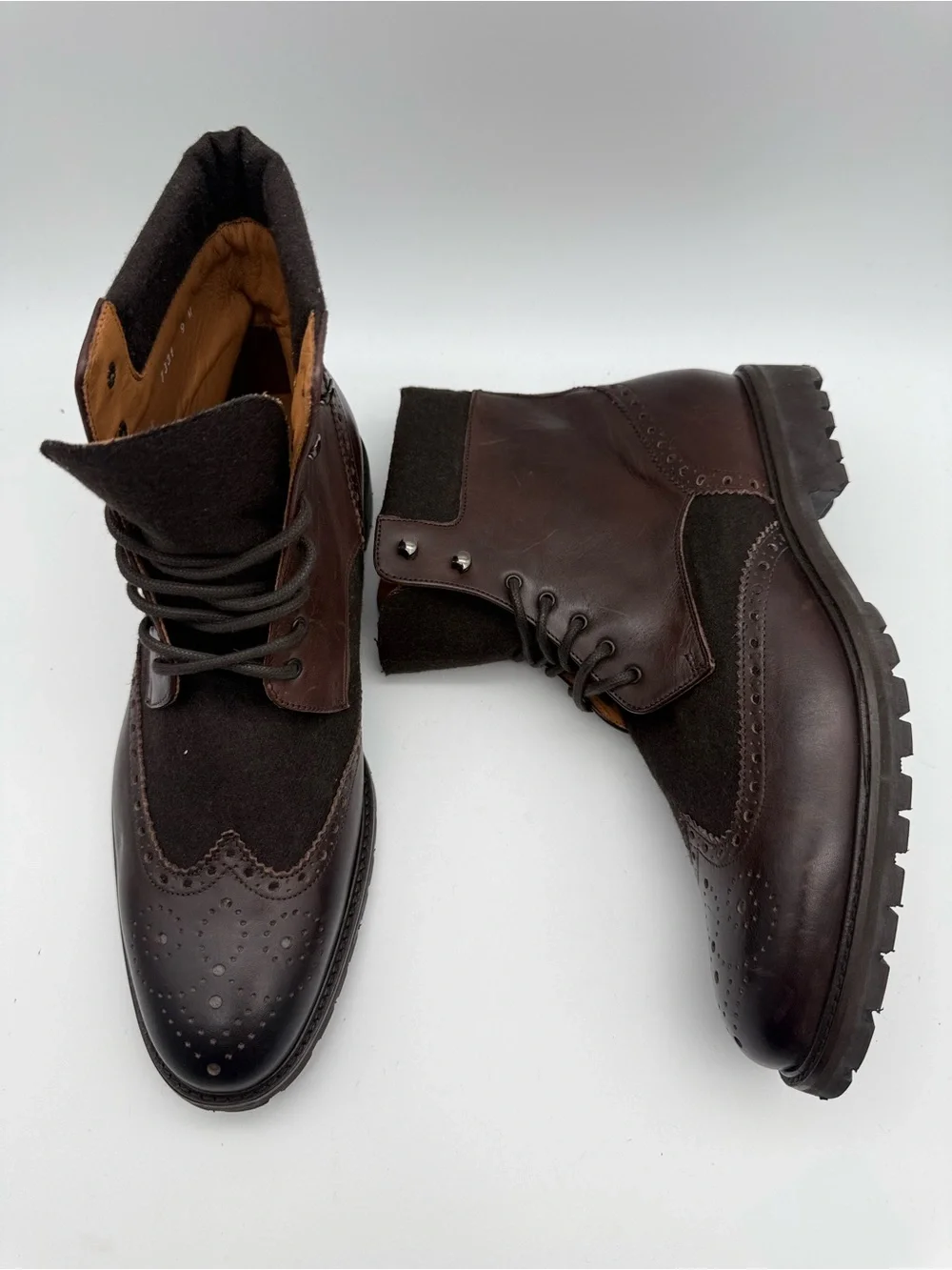 BRAND NEW Mercanti Firentini Made In Italy Suede/Leather Boots Brown Men’s Sz 9
